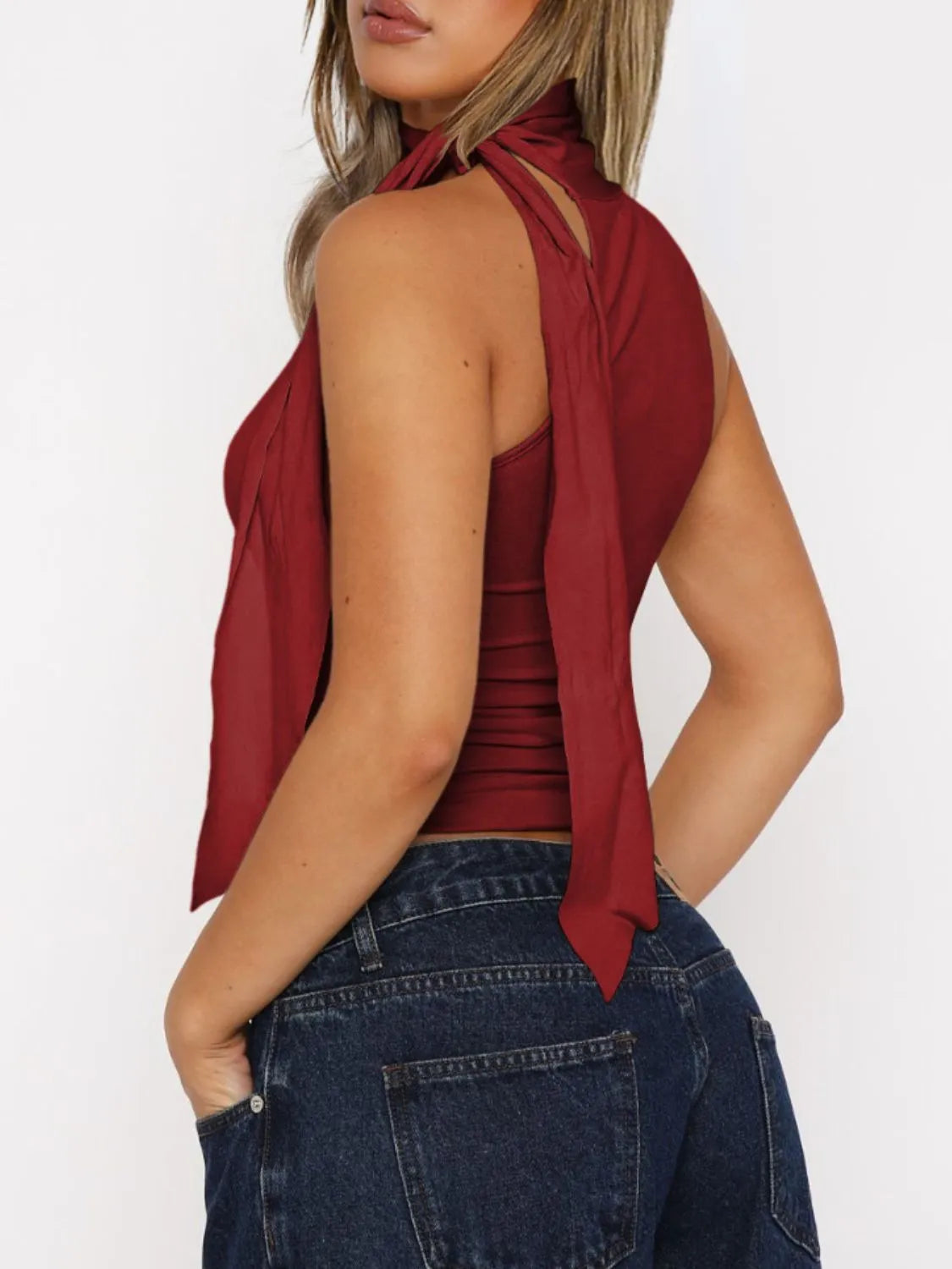 Chic Twist High Neck Tie Cami