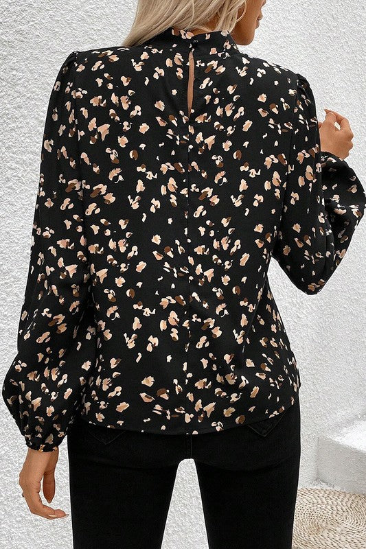Wildly Chic Leopard Print Puff Sleeve Blouse