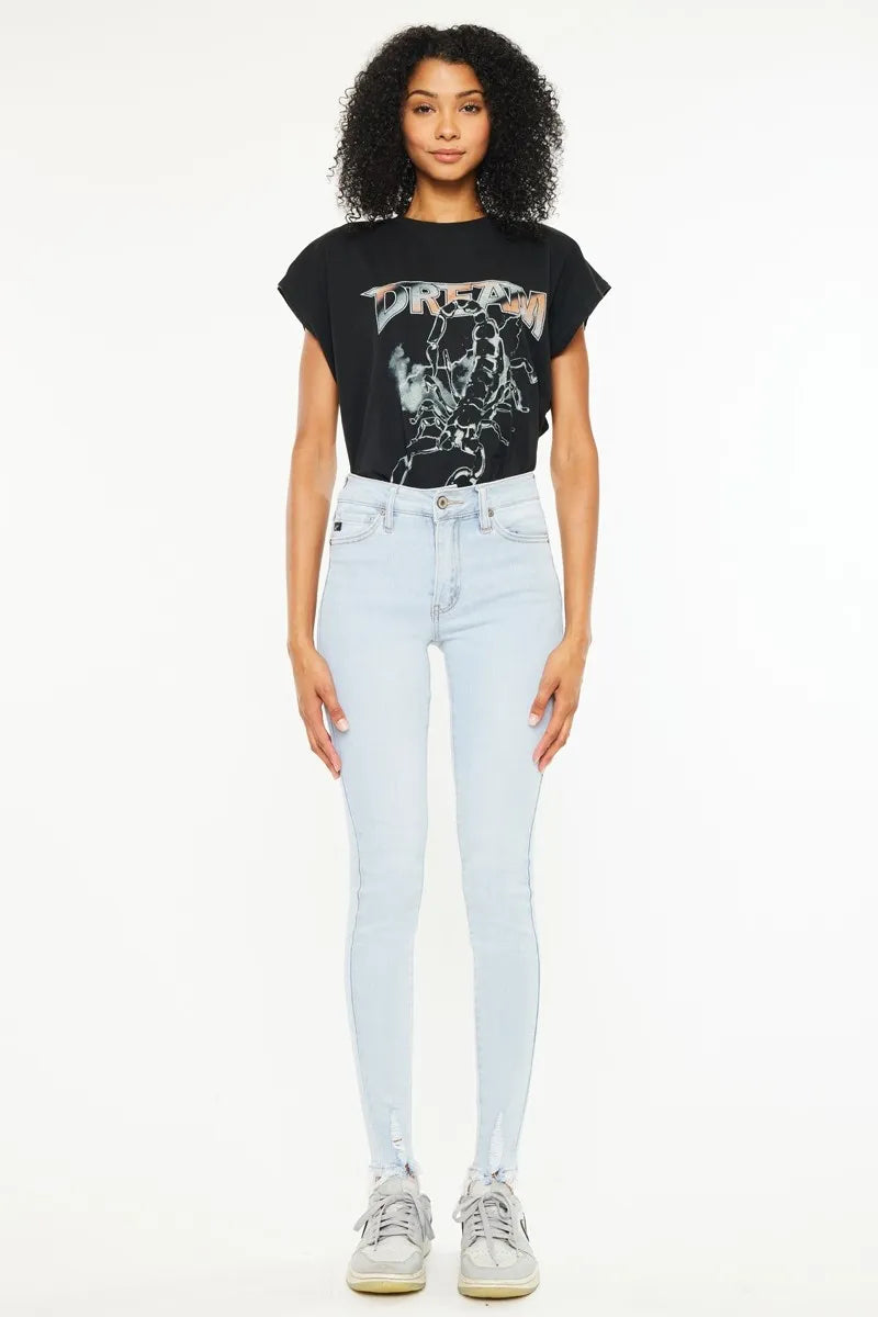 Kancan High Rise Super Skinny Jeans for Women in Light Blue Wash - Love Salve