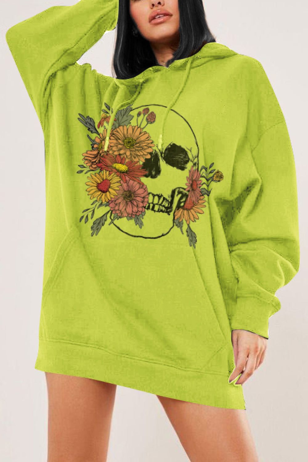 Simply Love Floral Skull Hoodie