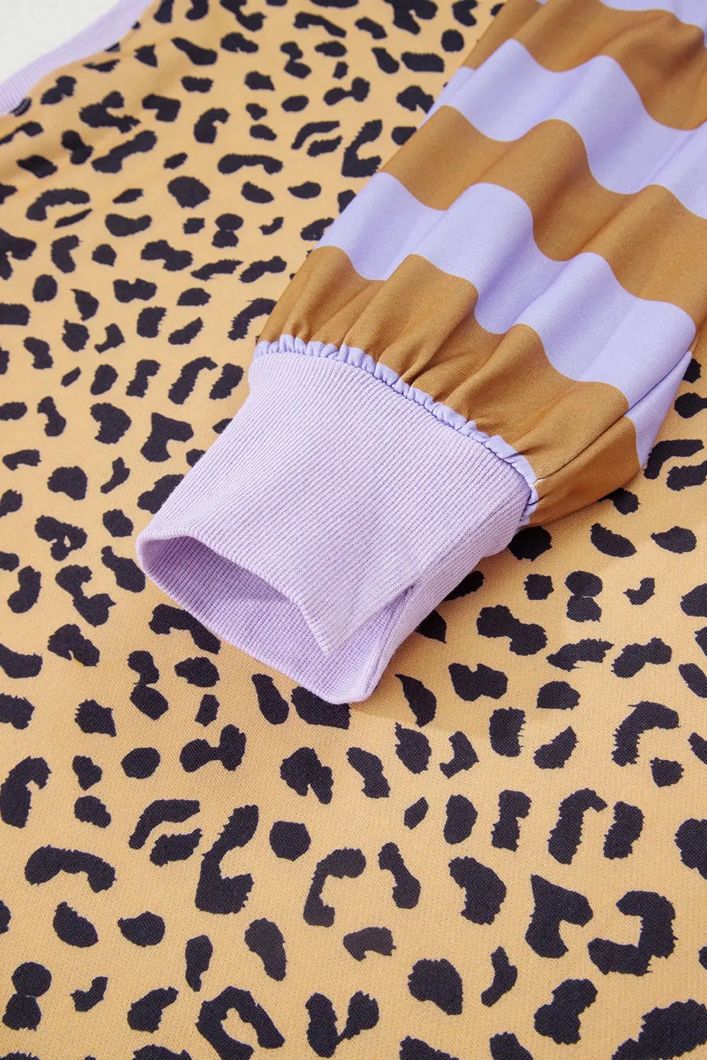 Premium Purple Leopard Striped Patchwork Plus Size Loose Sweatshirt Dear-Lover Dropshipping
