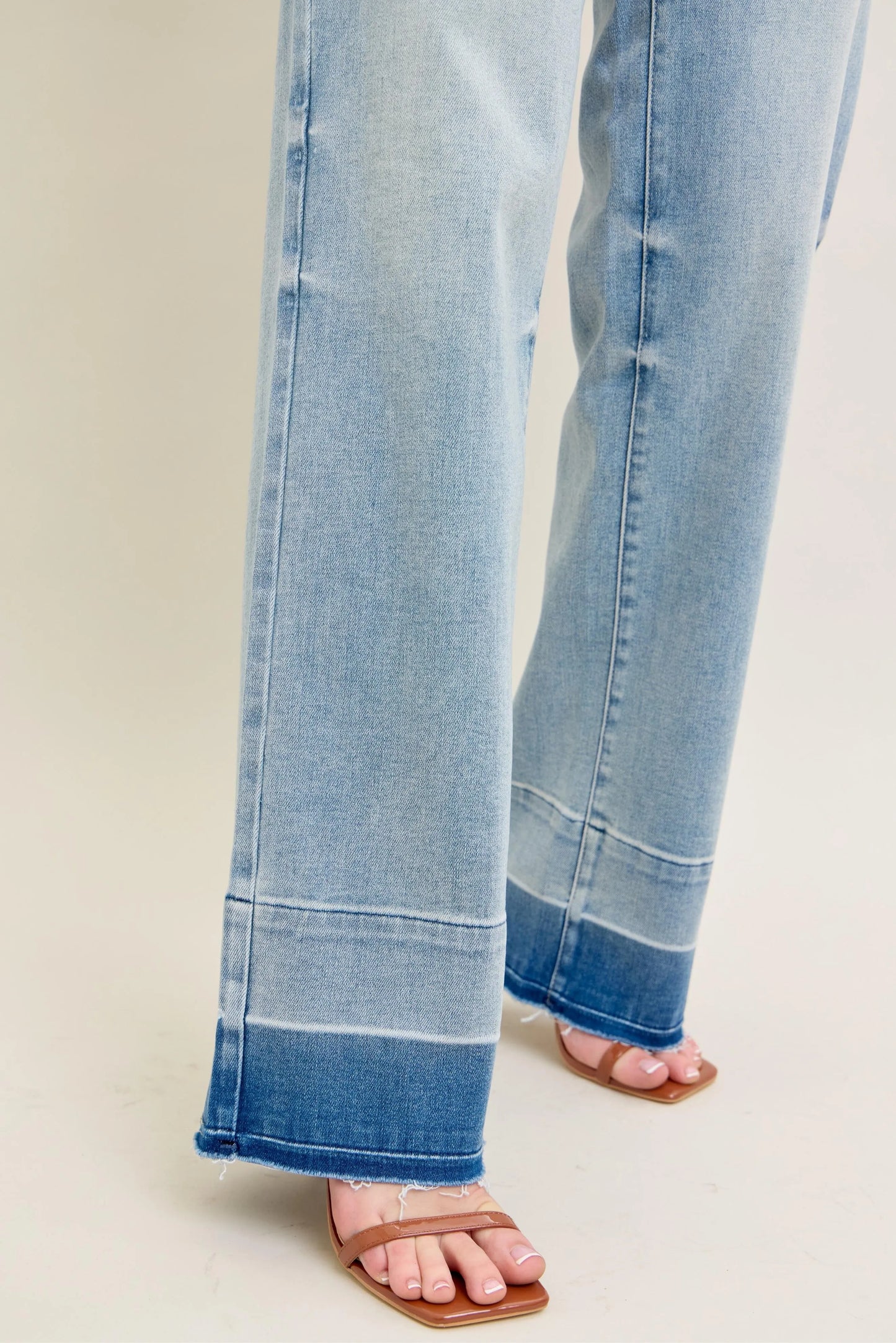 Judy Blue Plus Size Full Size Wide Leg Jeans with Released Hem - Love Salve