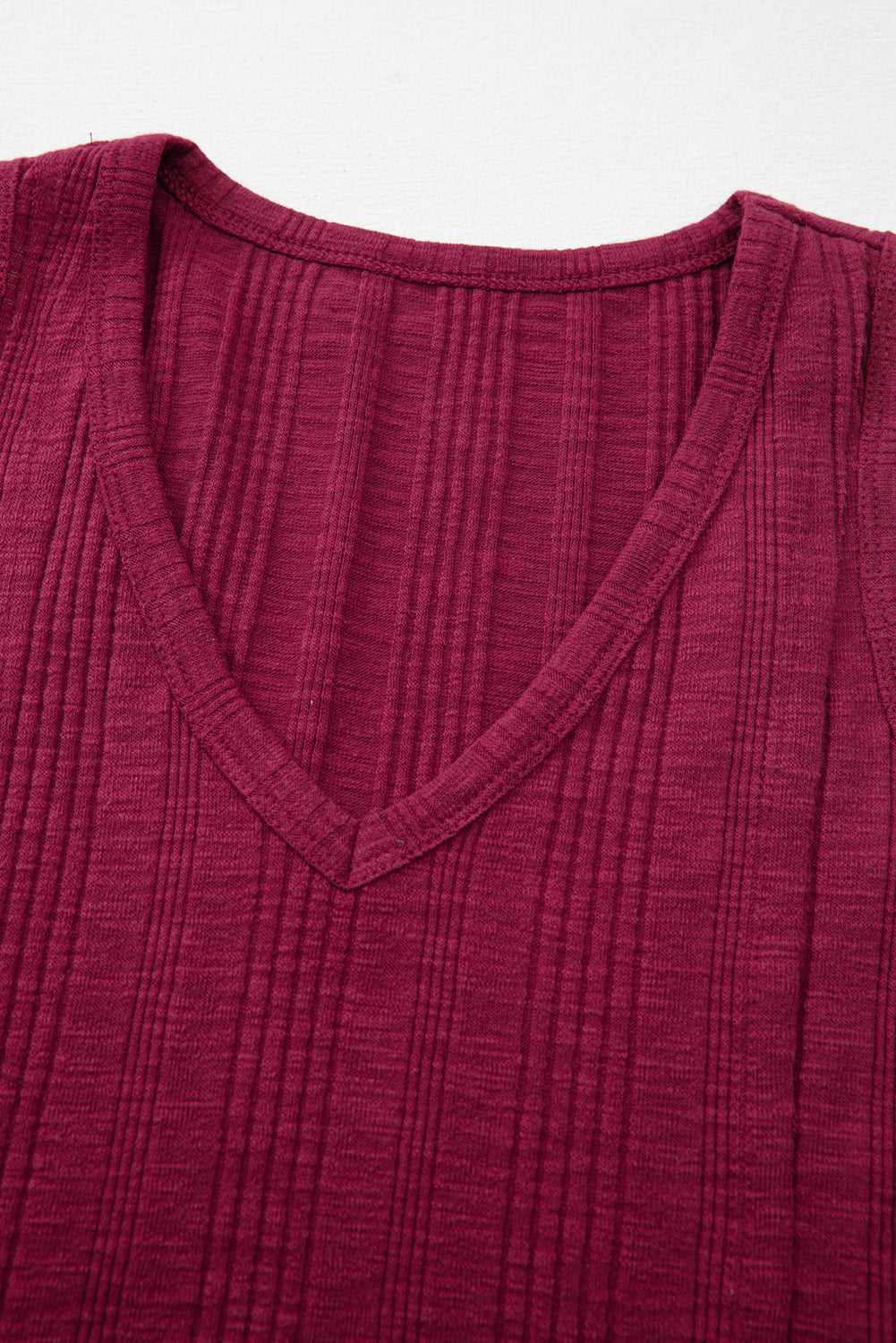 Red Dahlia Ribbed Textured Exposed Stitching Knit Tank Top