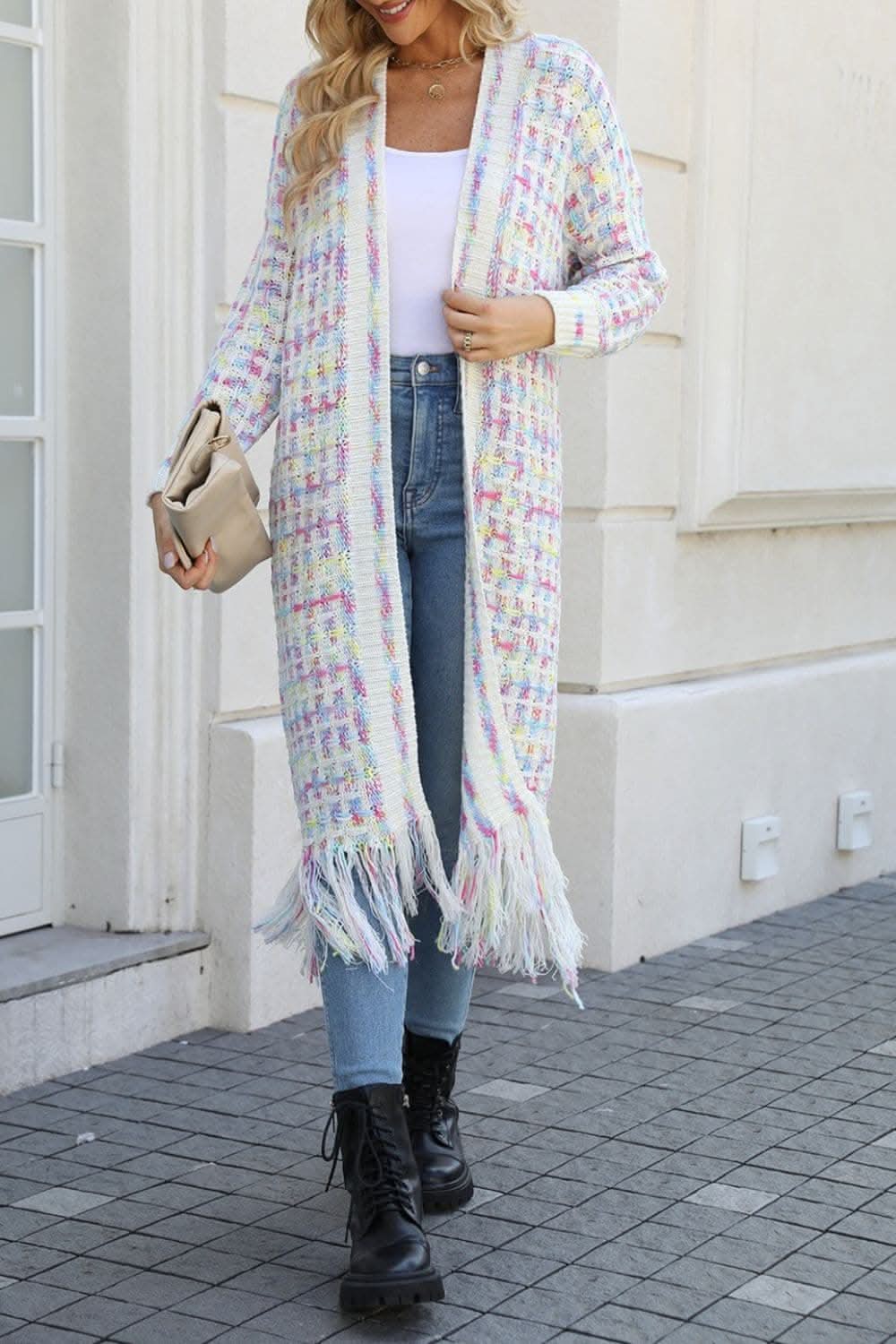 Multicolored fringe cardigan - Love Salve