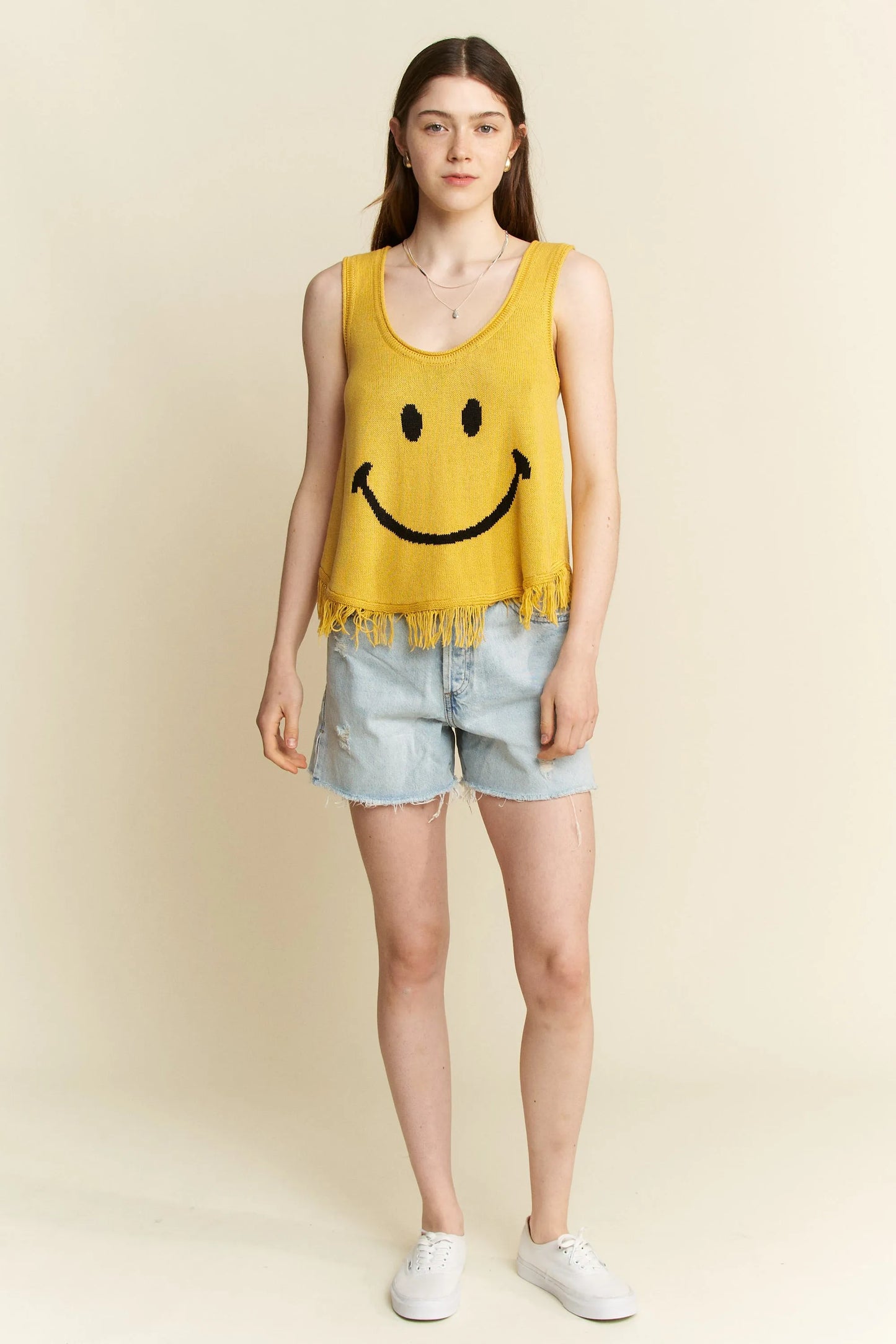 Jade By Jane Full Size Smiley Fringe Tank Top Plus Size - Love Salve