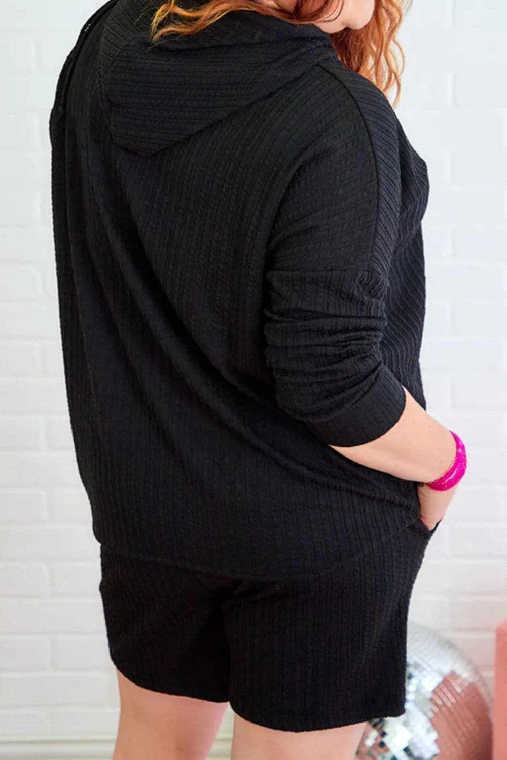 Plus size cozy hoodie & shorts set