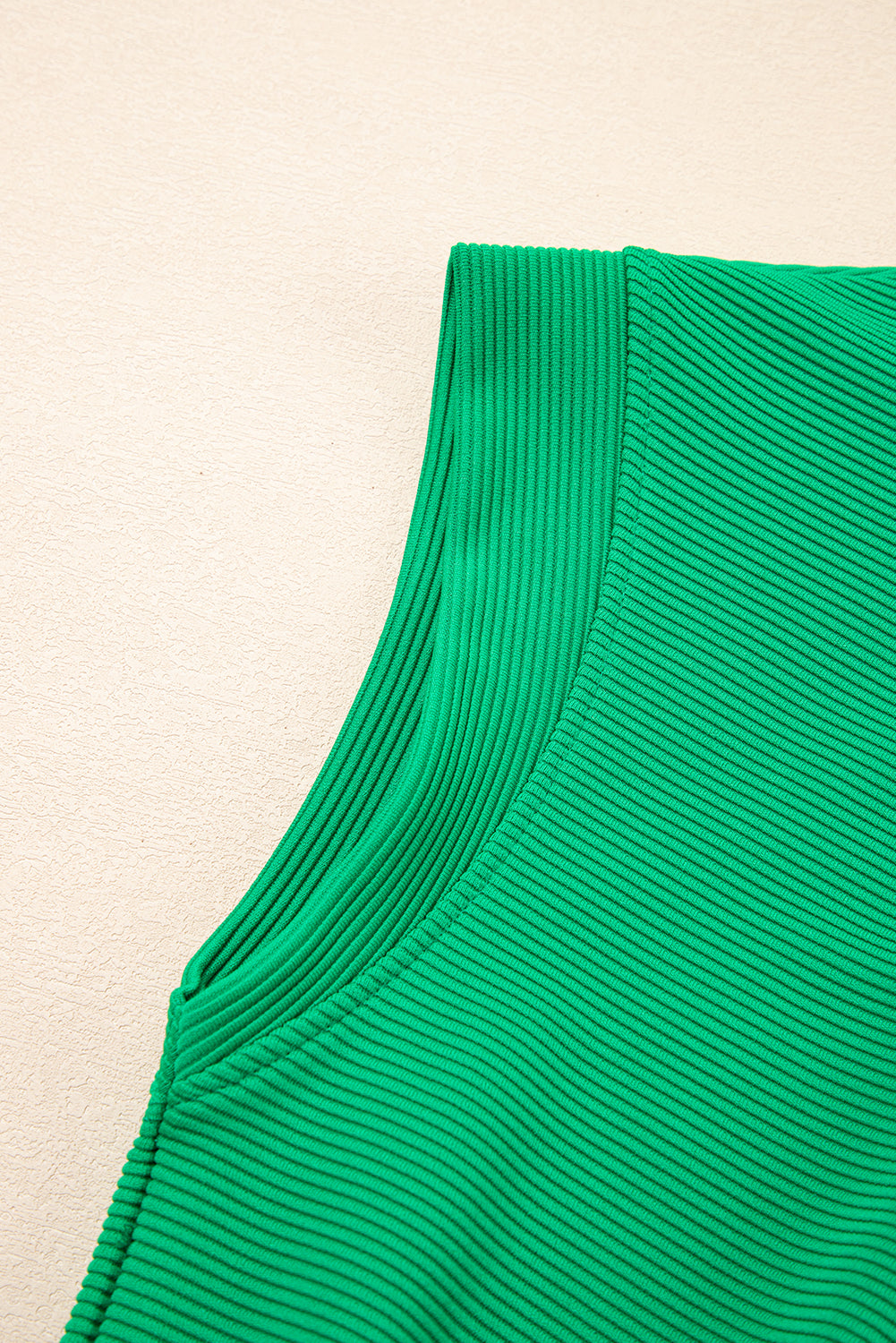 Bright Green Textured Short Sleeve Half Zip Romper