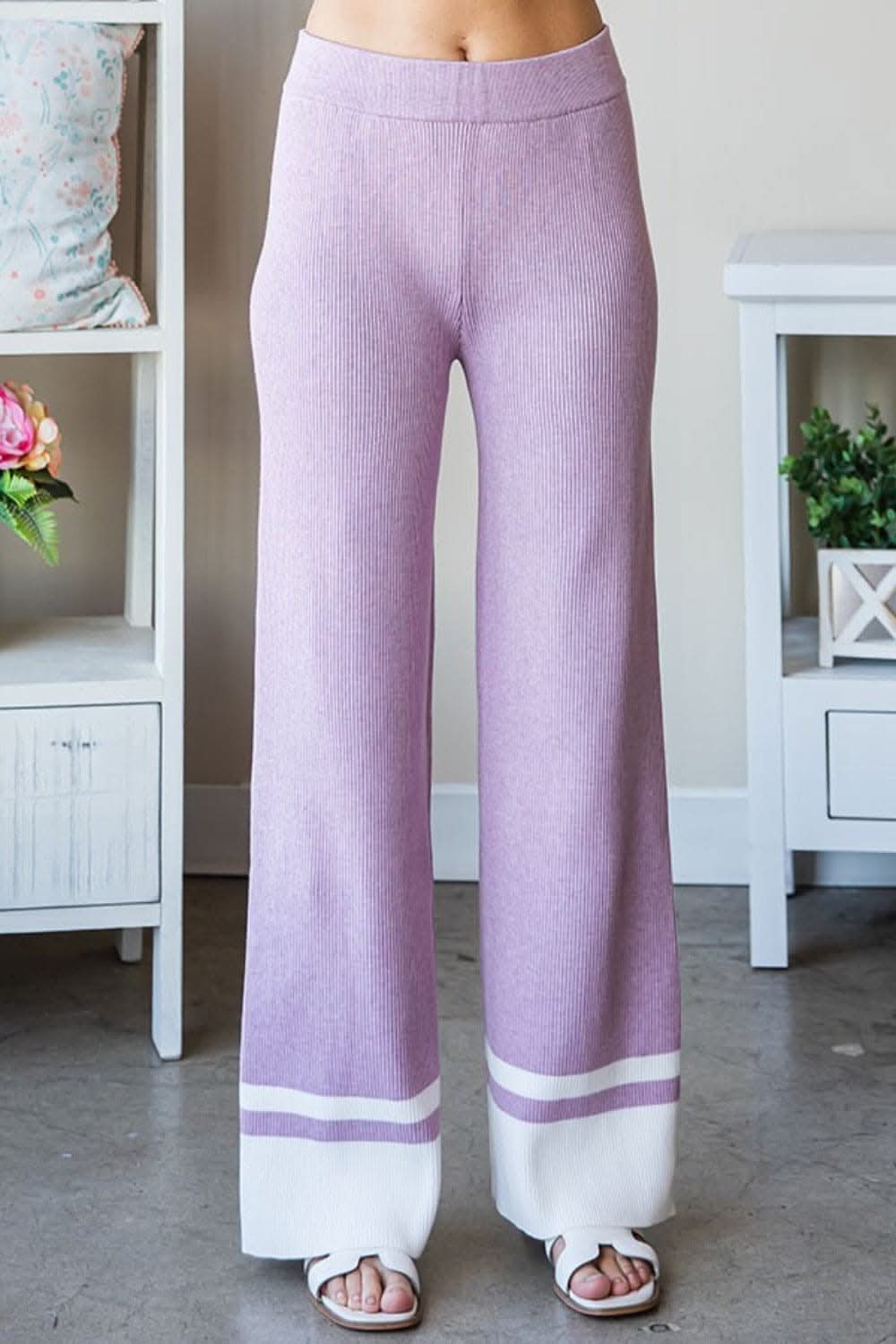 First Love Contrast Ribbed Knit Pants - Love Salve