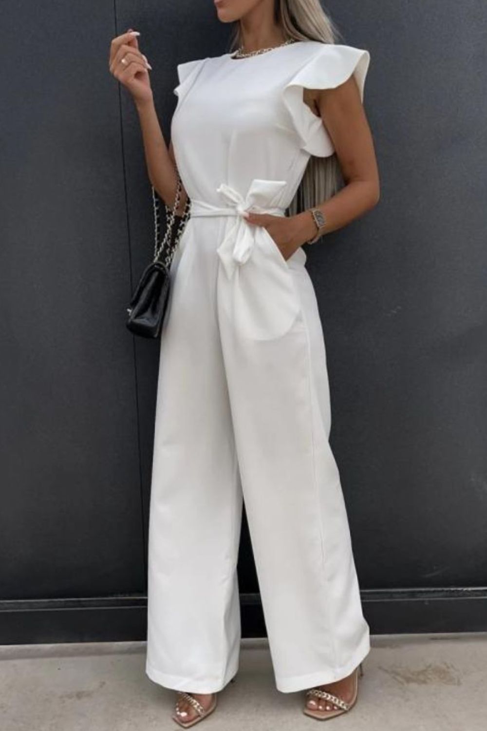 Power Move Ruffle-Sleeve Jumpsuit
