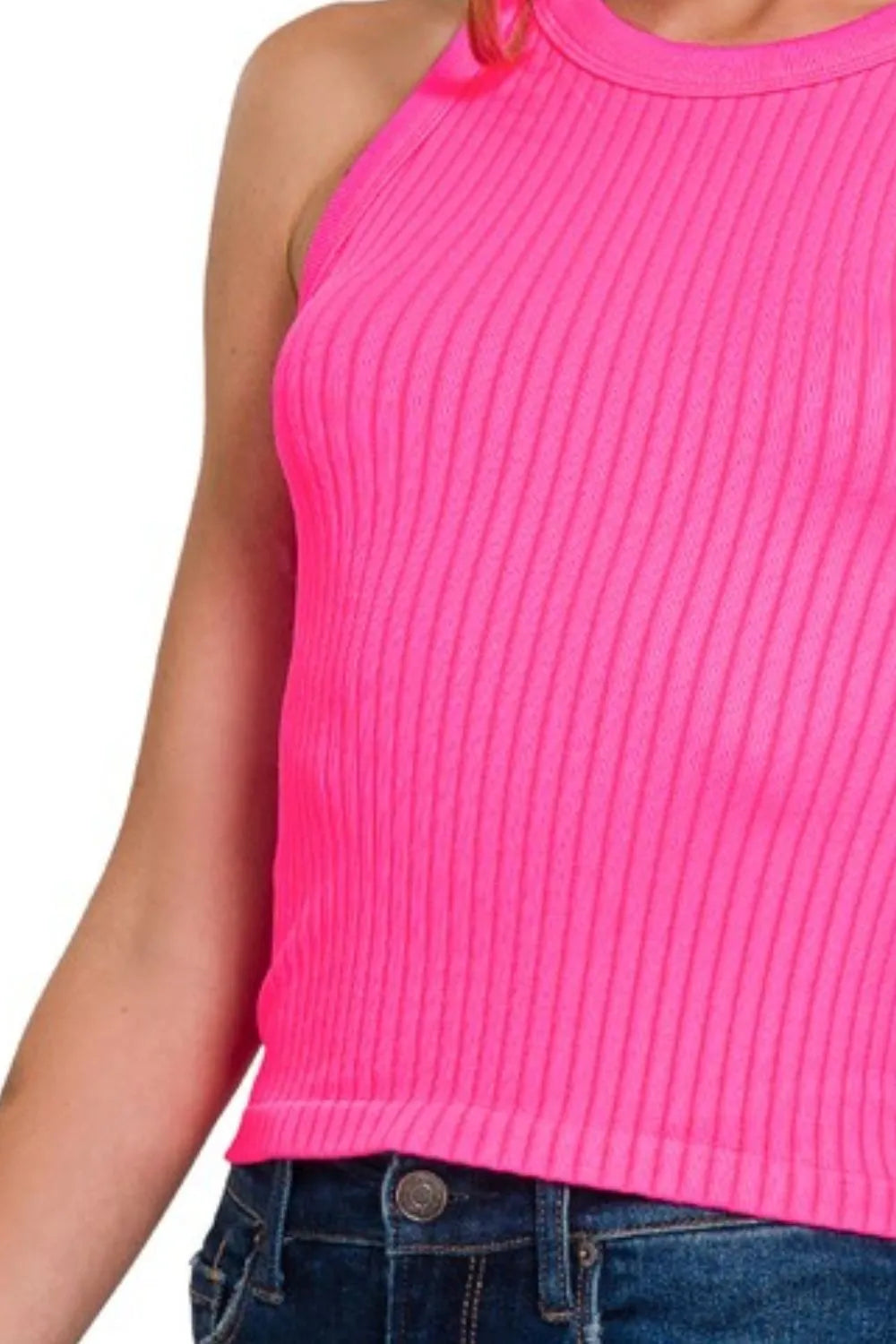 Zenana Seamless Ribbed Crop Tank - Love Salve