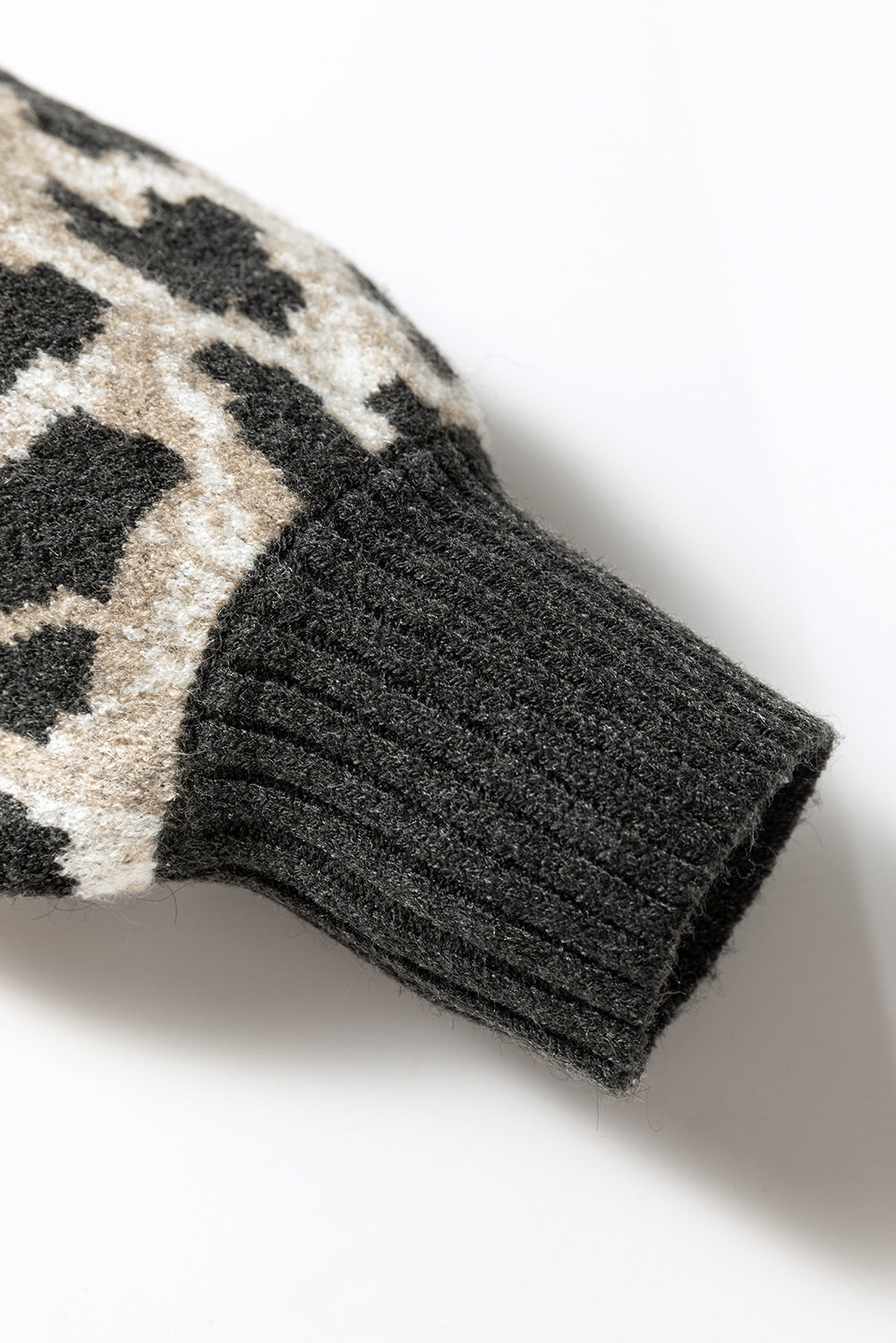 Carbon Grey Leopard Drop Shoulder Baggy Knit Sweater Dear-Lover Dropshipping