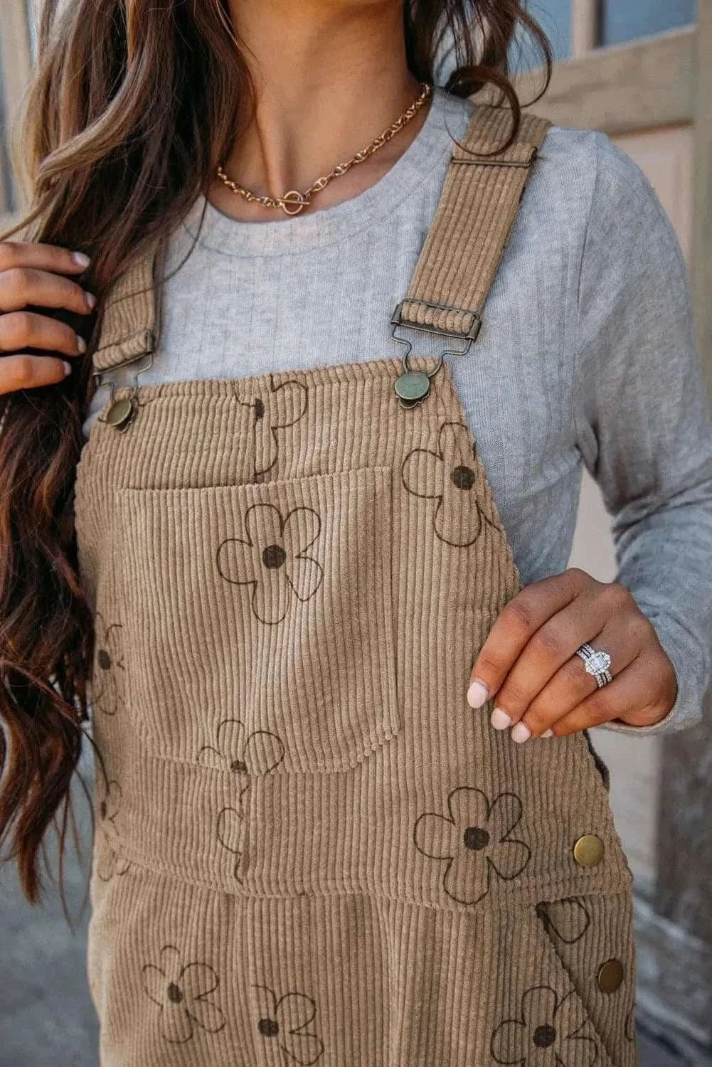 Floral Print Overalls with Pockets - Love Salve