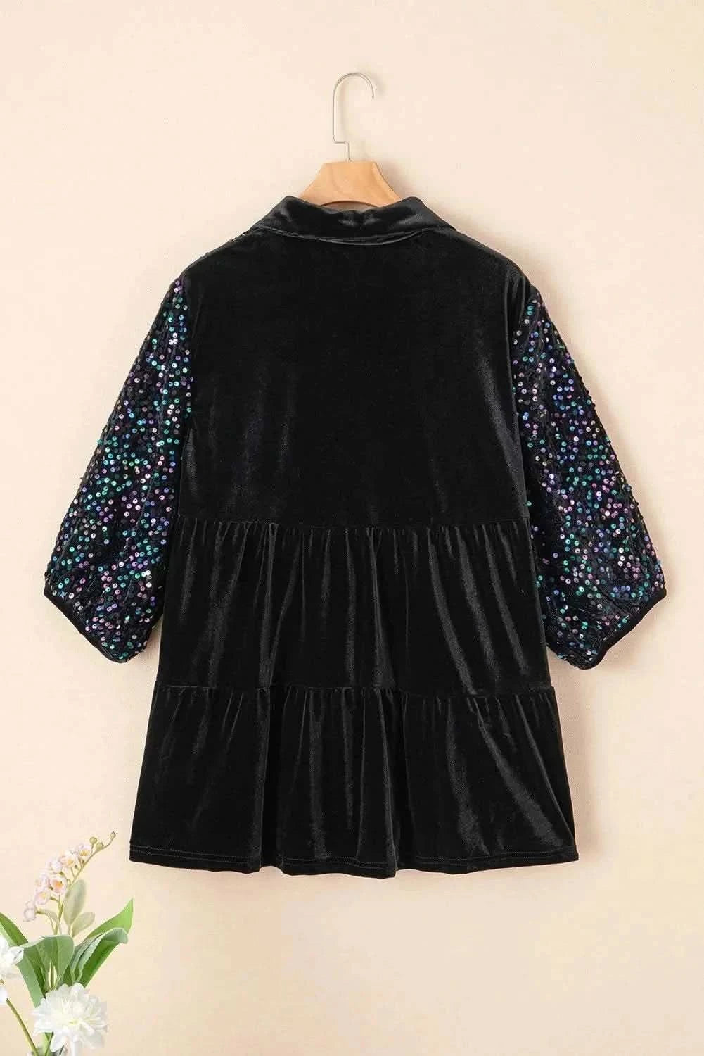 Sequin oversized collared shirt - Love Salve