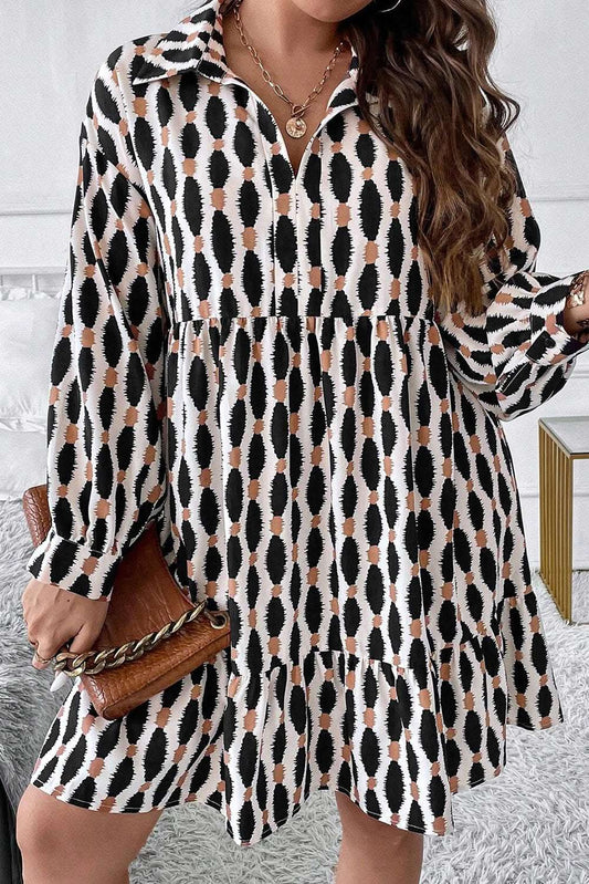 Apricot Plus Size V-Neck Mini Dress - Love Salve