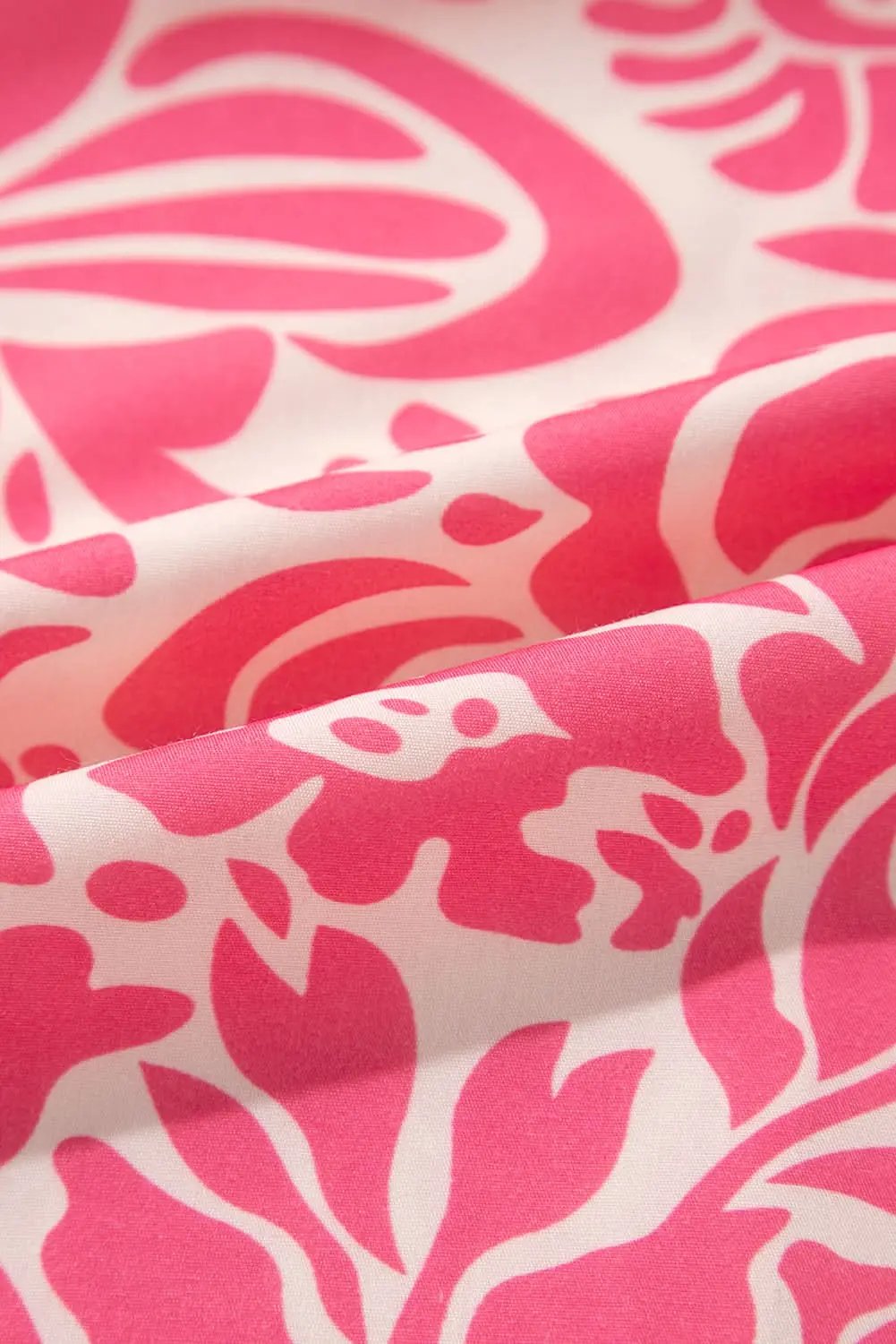 Pink Plus Size Floral Print Frilled Neck Puff Sleeve Top - Love Salve