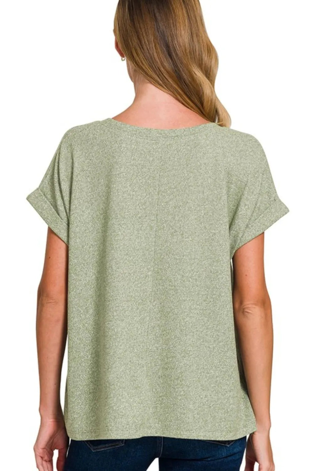 Zenana Soft Melange Hacci V-neck Tee - Love Salve