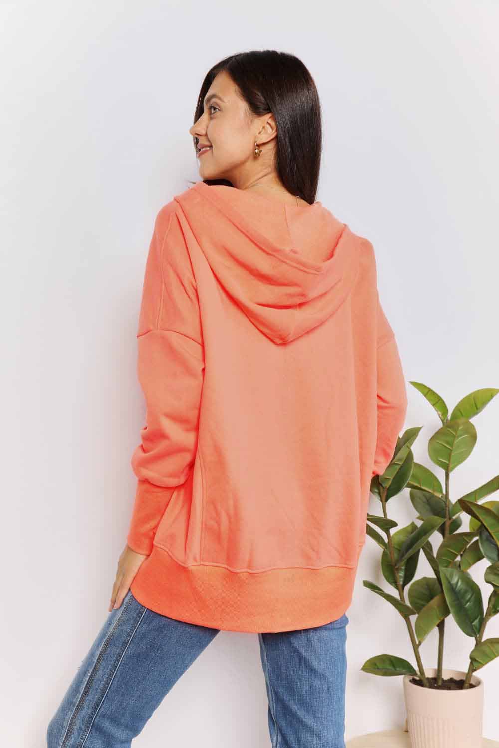 Chic quarter-snap hoodie for women - Love Salve