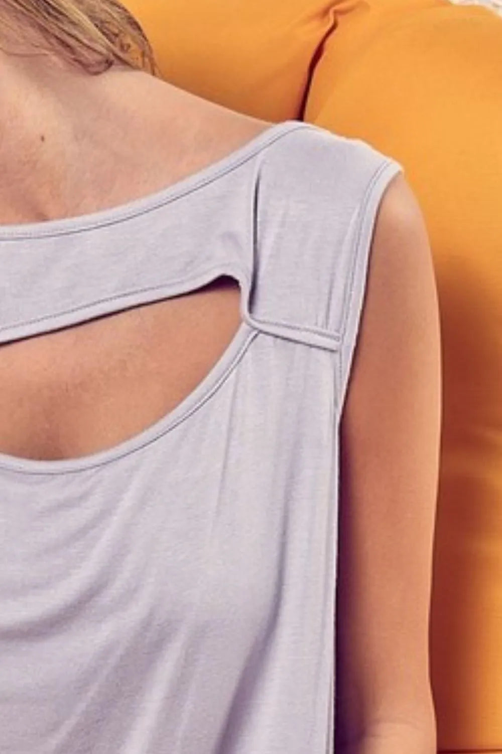BiBi Rayon Span Knit With Cut Out Front Sleeveless Top - Love Salve