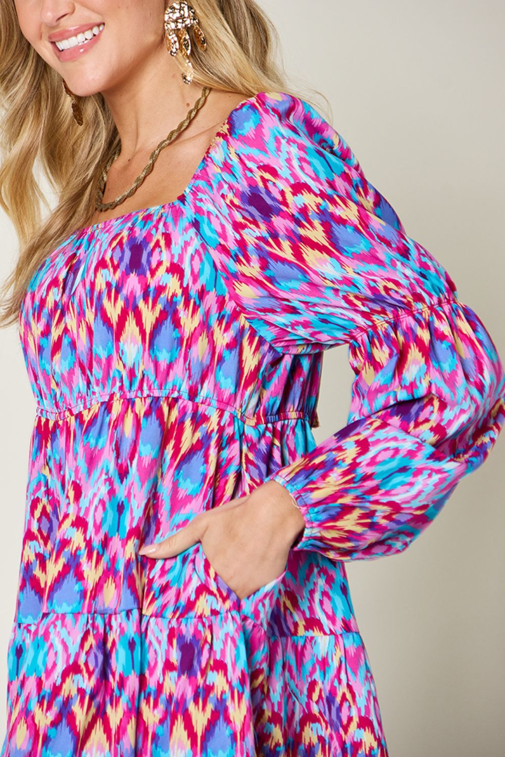 Double Take: Long Sleeve Print Dress
