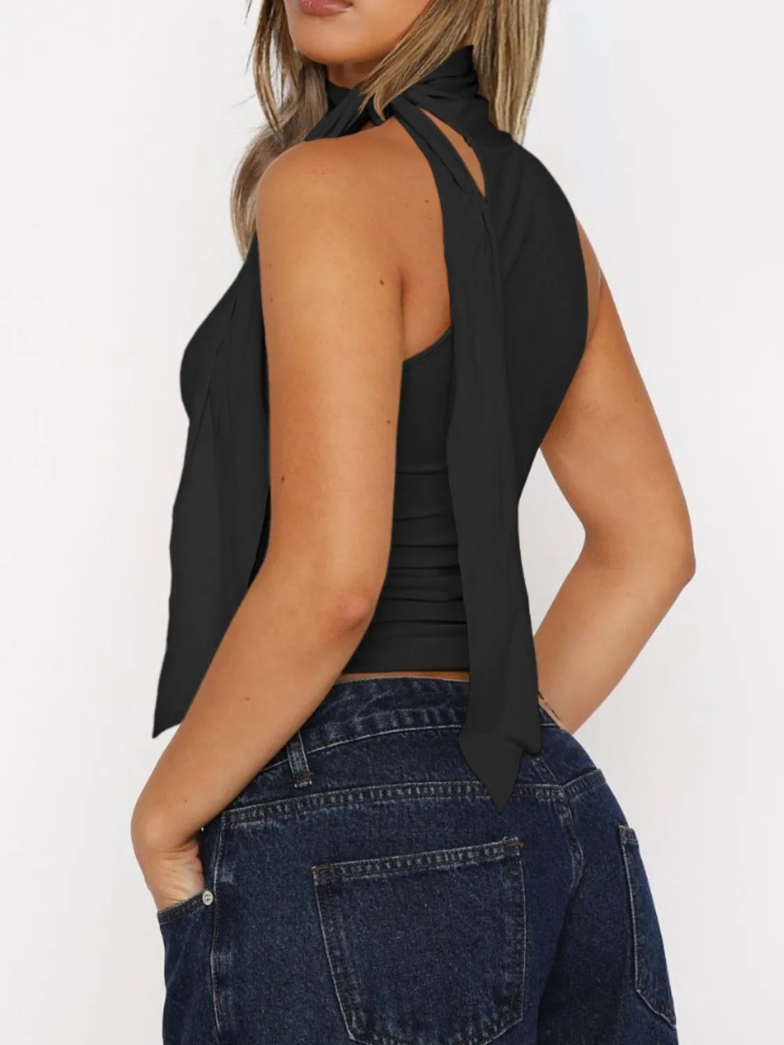 Chic Twist High Neck Tie Cami