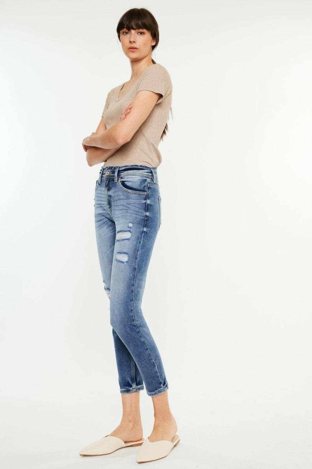 Kancan high rise mom jeans, distressed - Love Salve