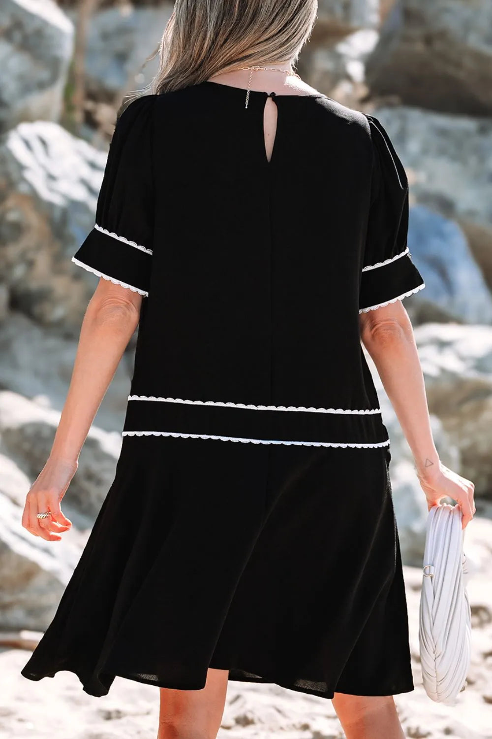 Simply Love: Scallop Trim Bow Dress
