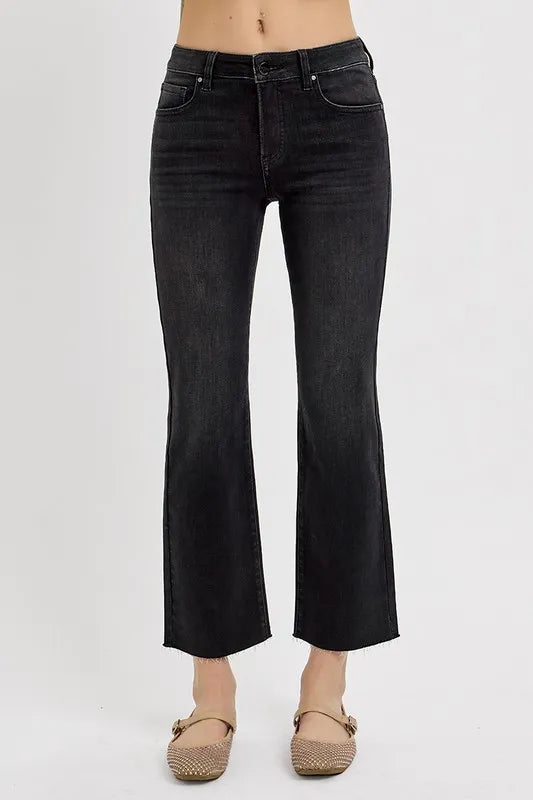 Risen Tummy Control Mid Rise Crop Straight Jeans - Love Salve