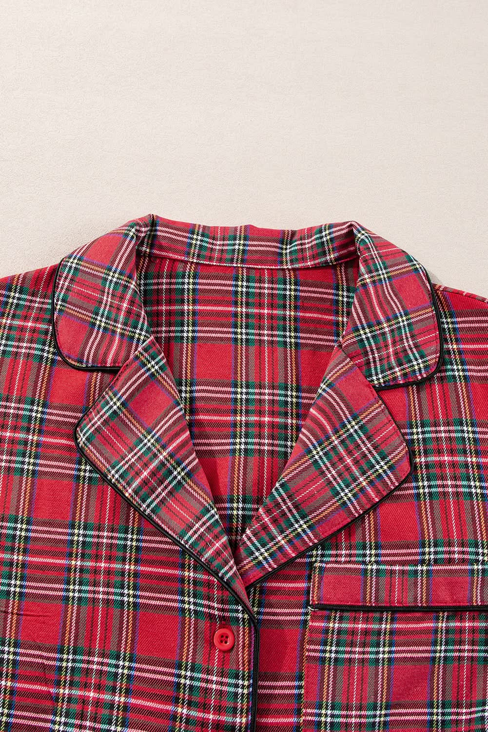 Cozy plus size red plaid lounge set - Love Salve