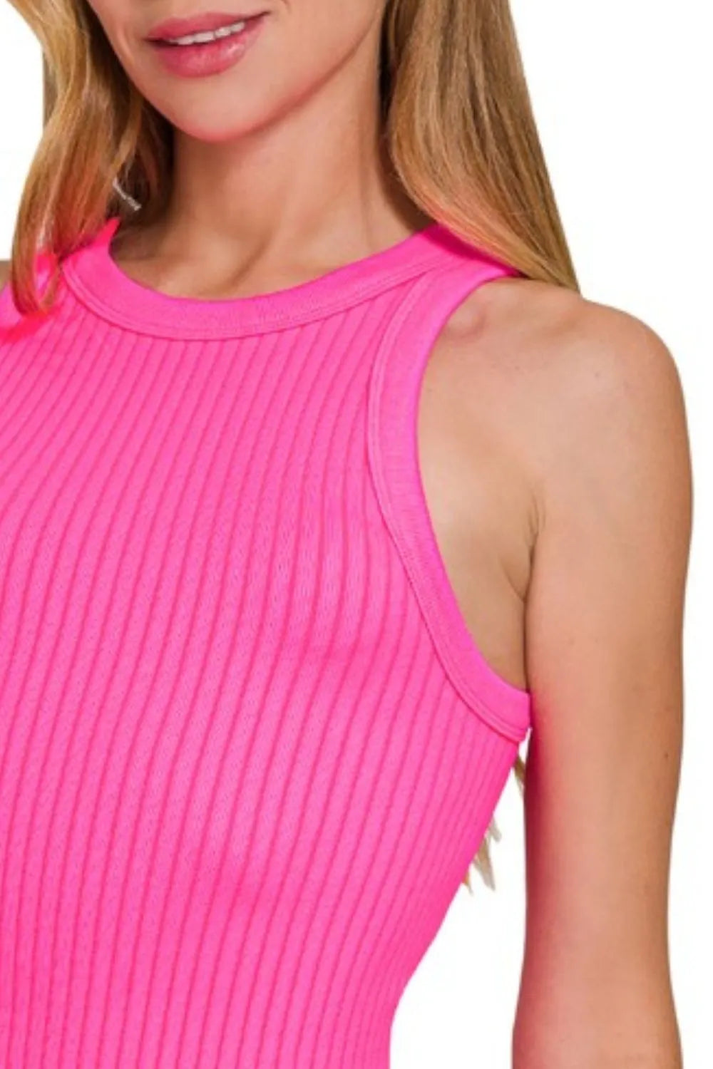 Zenana Seamless Ribbed Crop Tank - Love Salve