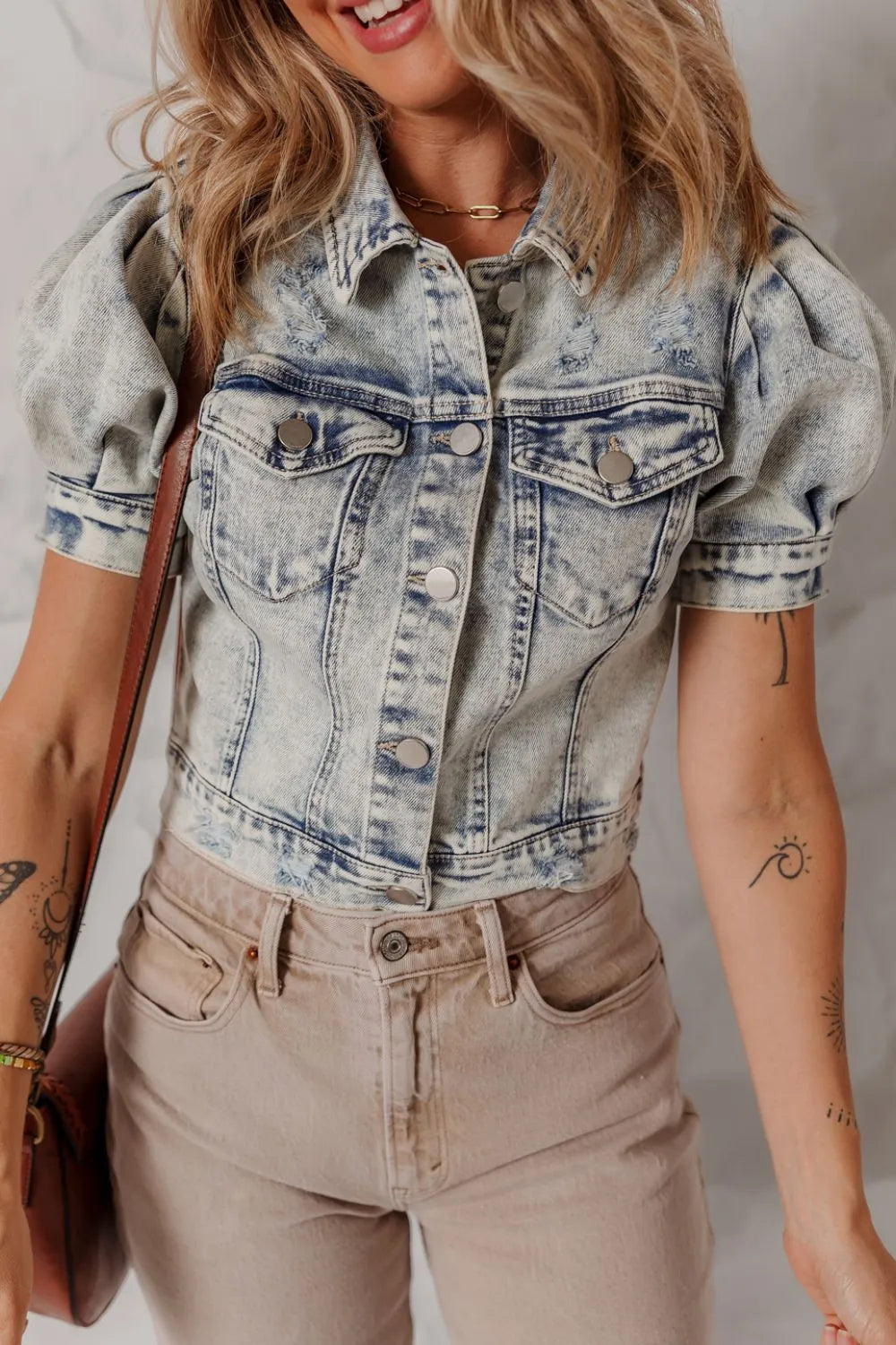 Simply Love: Denim Jacket - Puff Sleeves