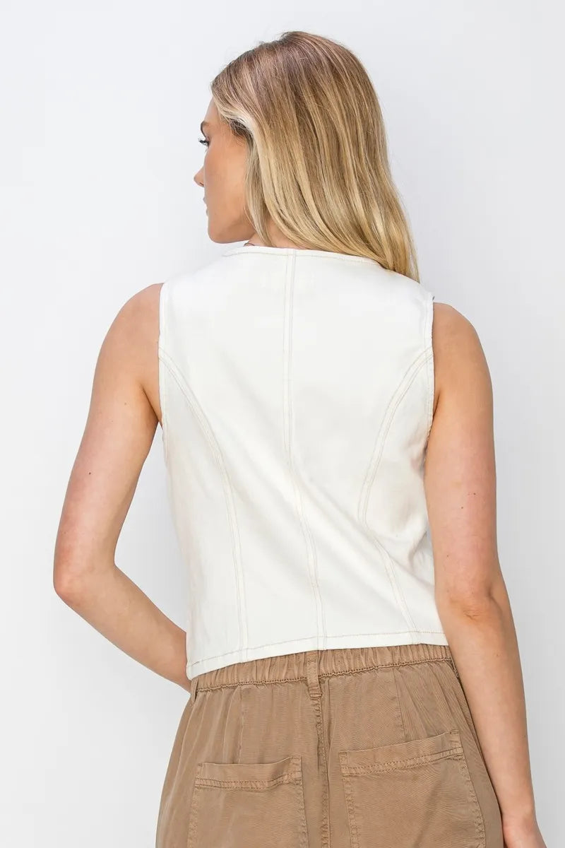 Risen V Neck Button Down Vest for Women Stylish Layering Piece - Love Salve