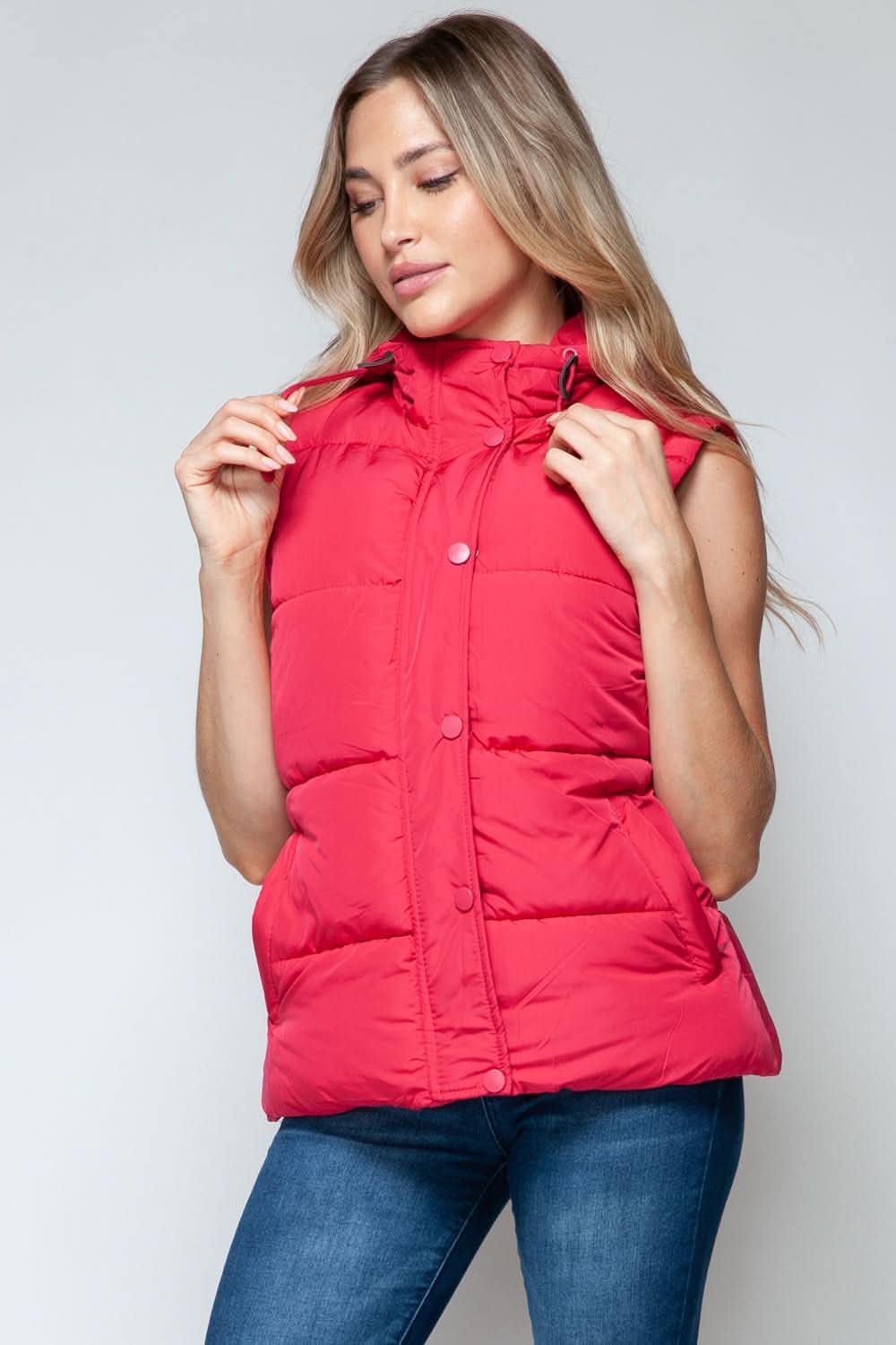 Snobbish hooded vest with zip and snap closures - Love Salve
