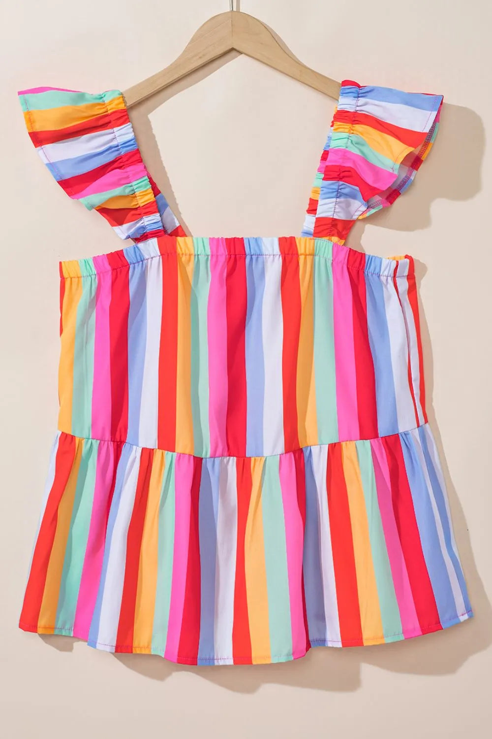 Stripe Ruffled Straps Babydoll Cami