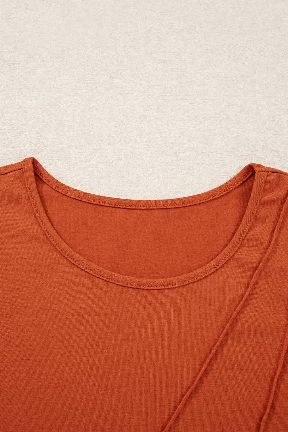 Red Clay Asymmetric Seam Detail Solid Color Long Sleeve Top