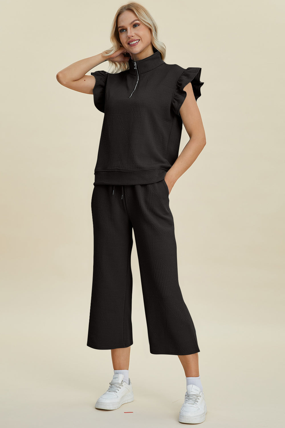 Double Take: Ruffle Top & Wide Leg Pants Set