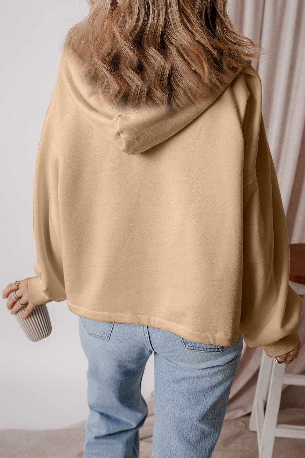 Casual half zip hoodie with pockets - Love Salve
