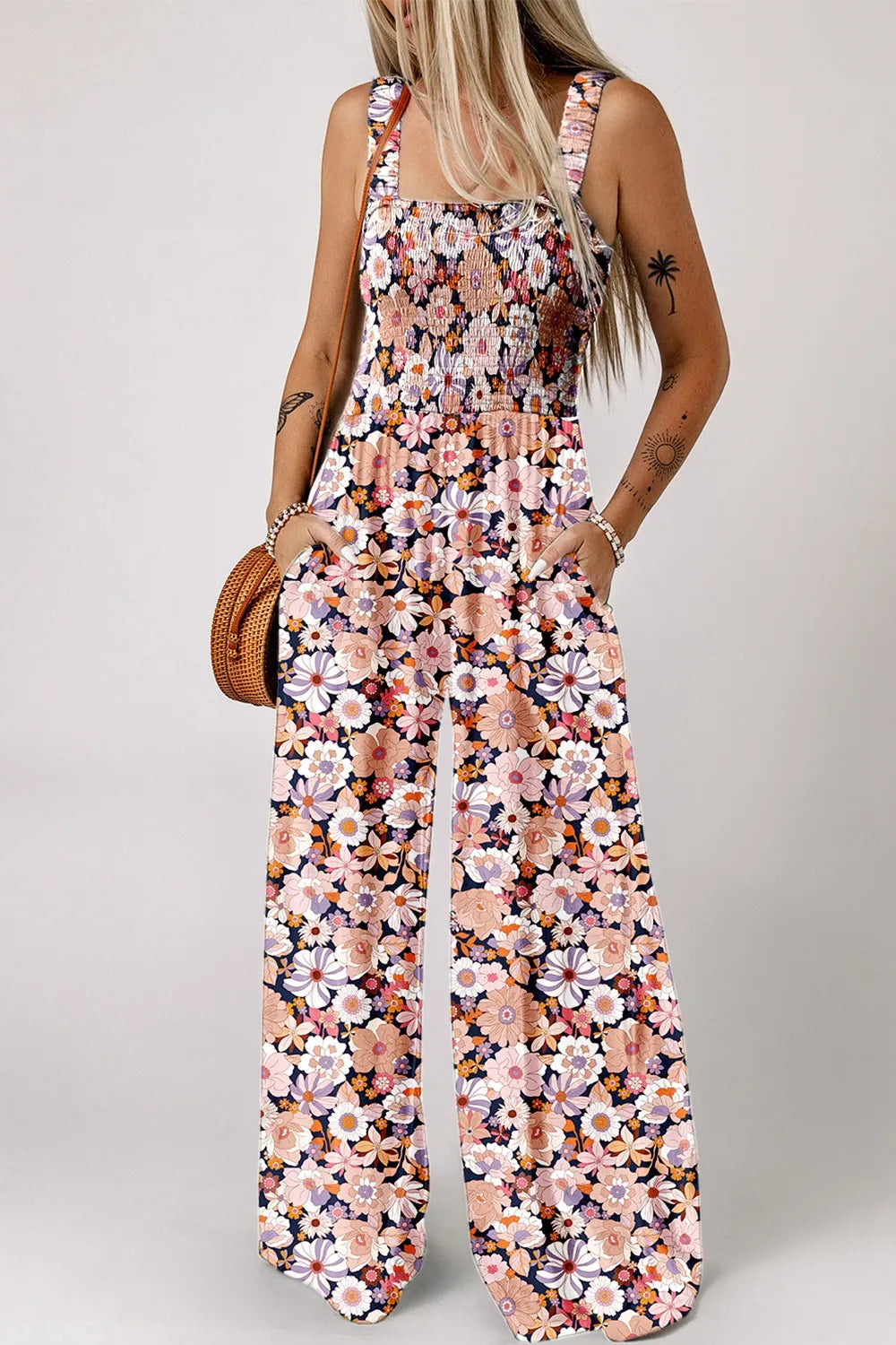 Bloom & Breeze Floral Smocked Jumpsuit