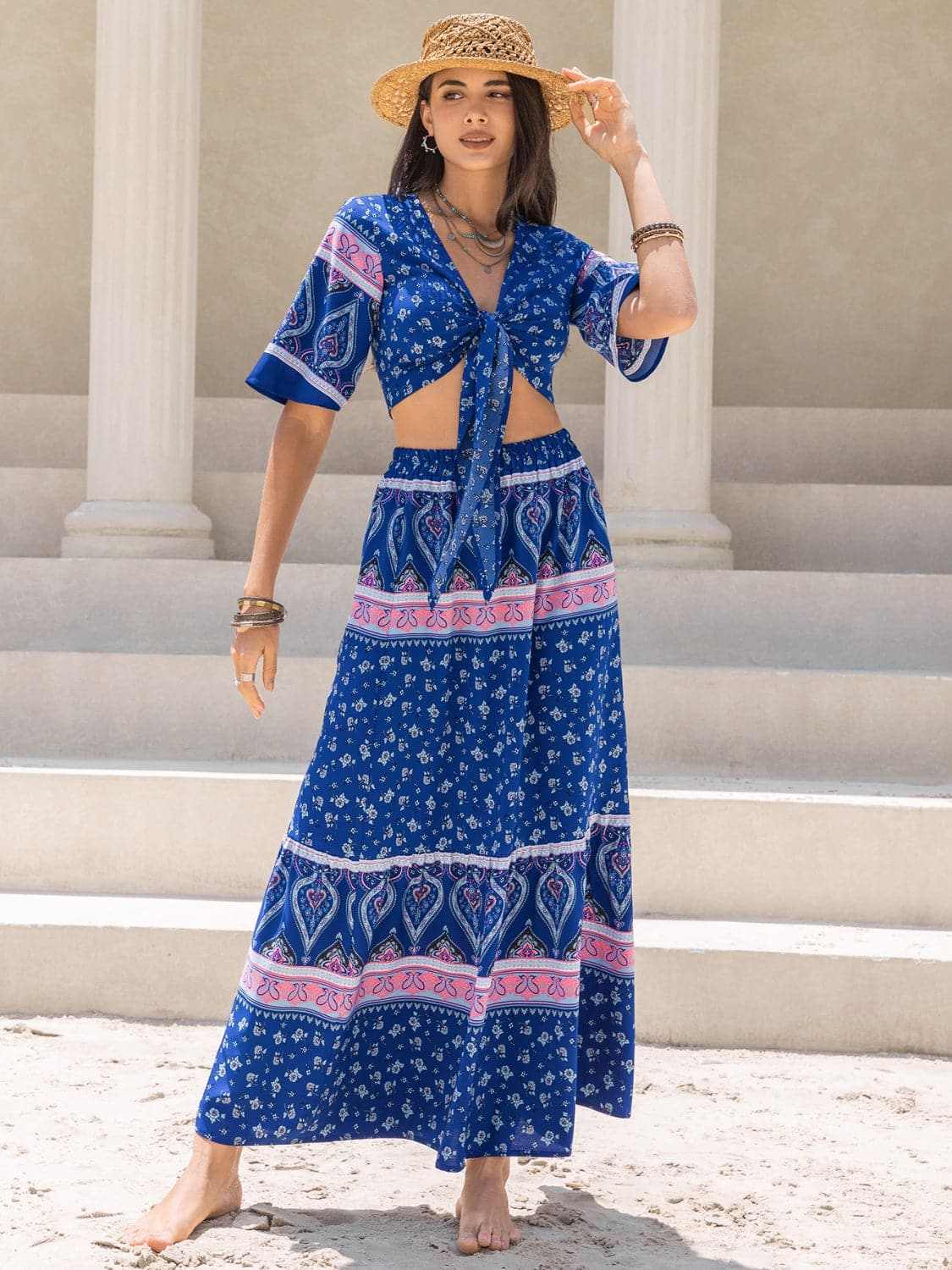 Chic flutter sleeve top & skirt set - Love Salve
