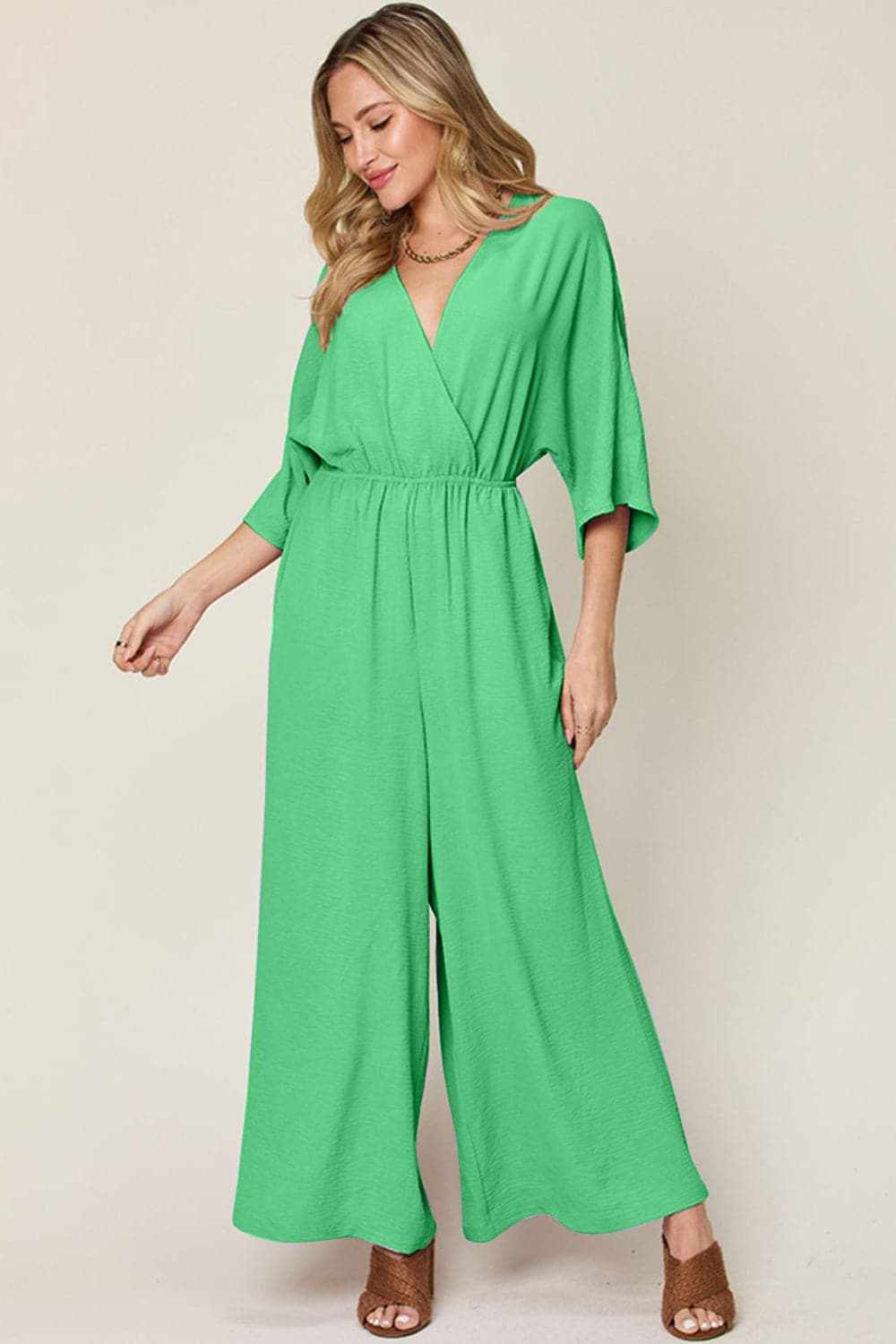 Chic surplice wide leg jumpsuit - Love Salve