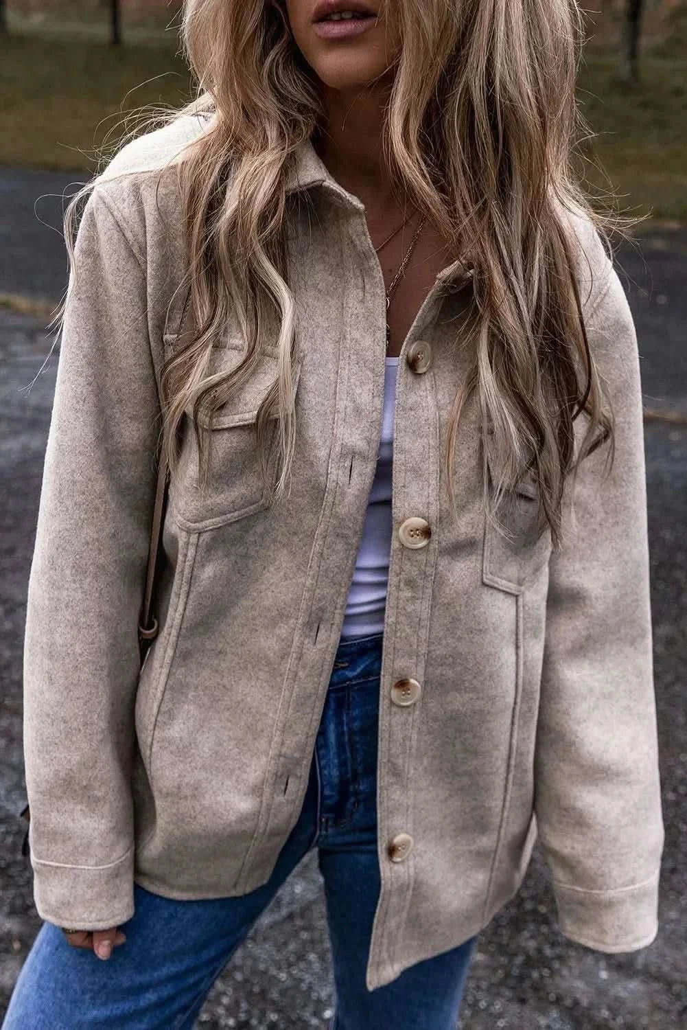 Stylish long sleeve collared jacket - Love Salve