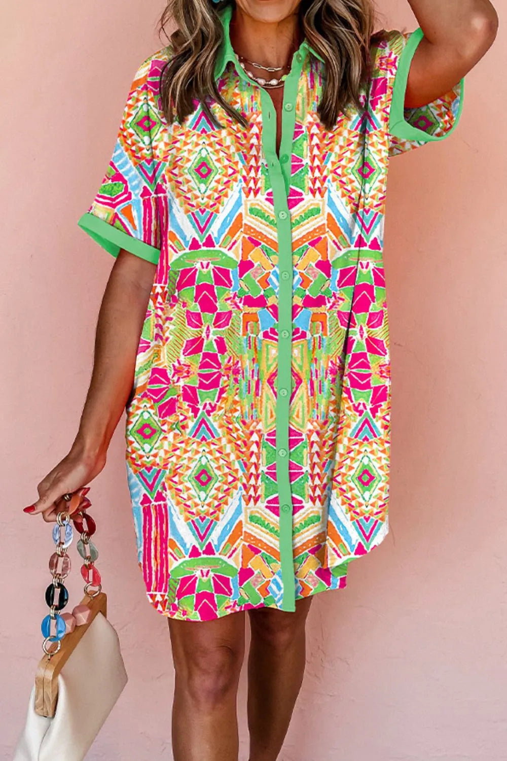 Simply Love: Short Sleeve Button-Down Dress