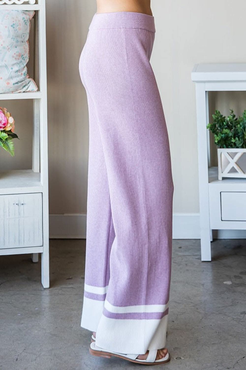 First Love Contrast Ribbed Knit Pants - Love Salve
