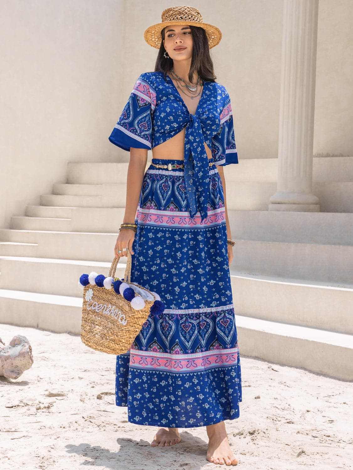 Chic flutter sleeve top & skirt set - Love Salve