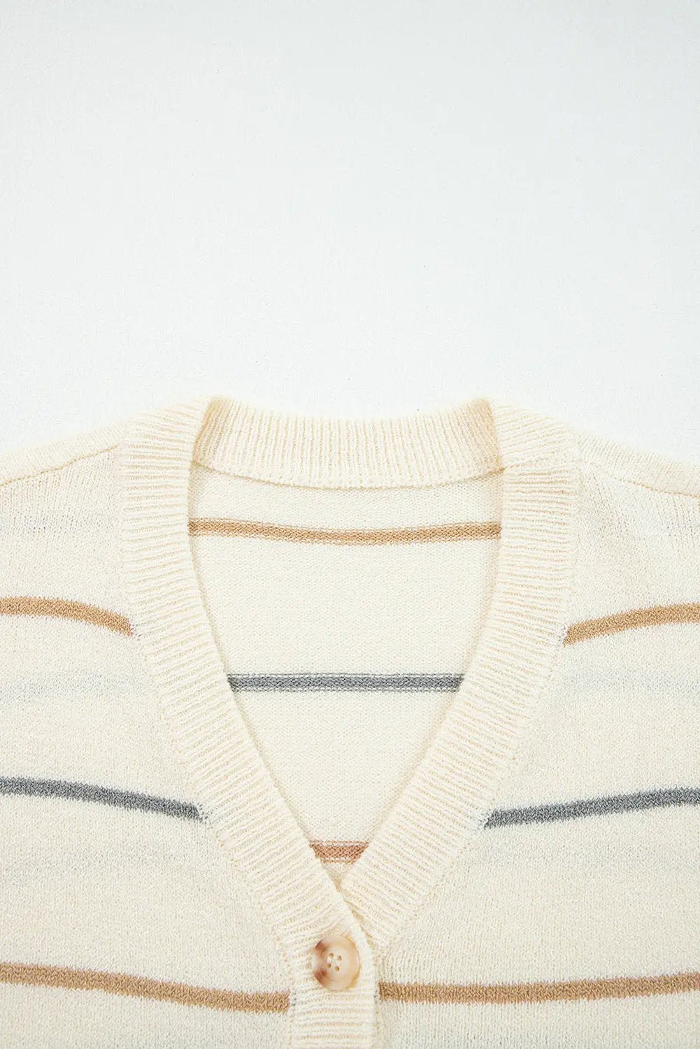 Multicolour Striped Buttoned V Neck Drop Shoulder Cardigan Dear-Lover Dropshipping