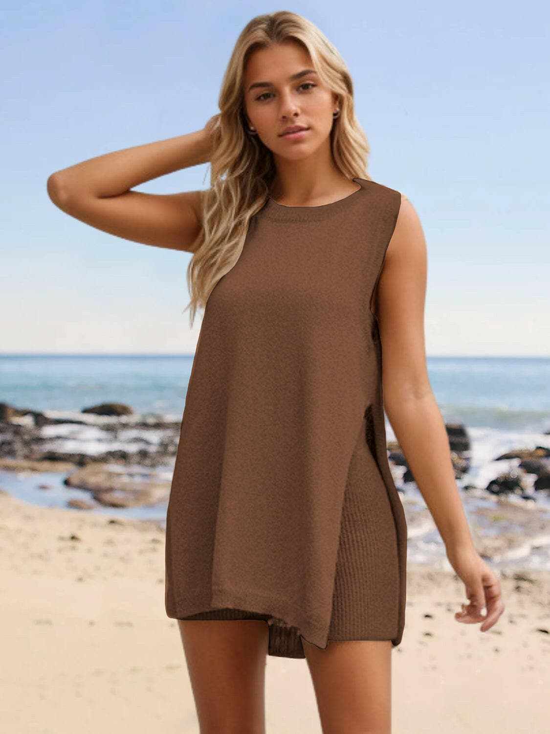 Chic slit neck lounge set, S-XL - Love Salve