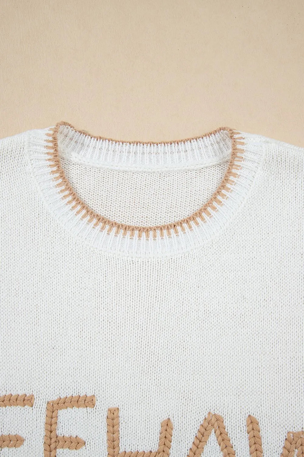 YEEHAW Stitch Edge Crew Neck Knit Top