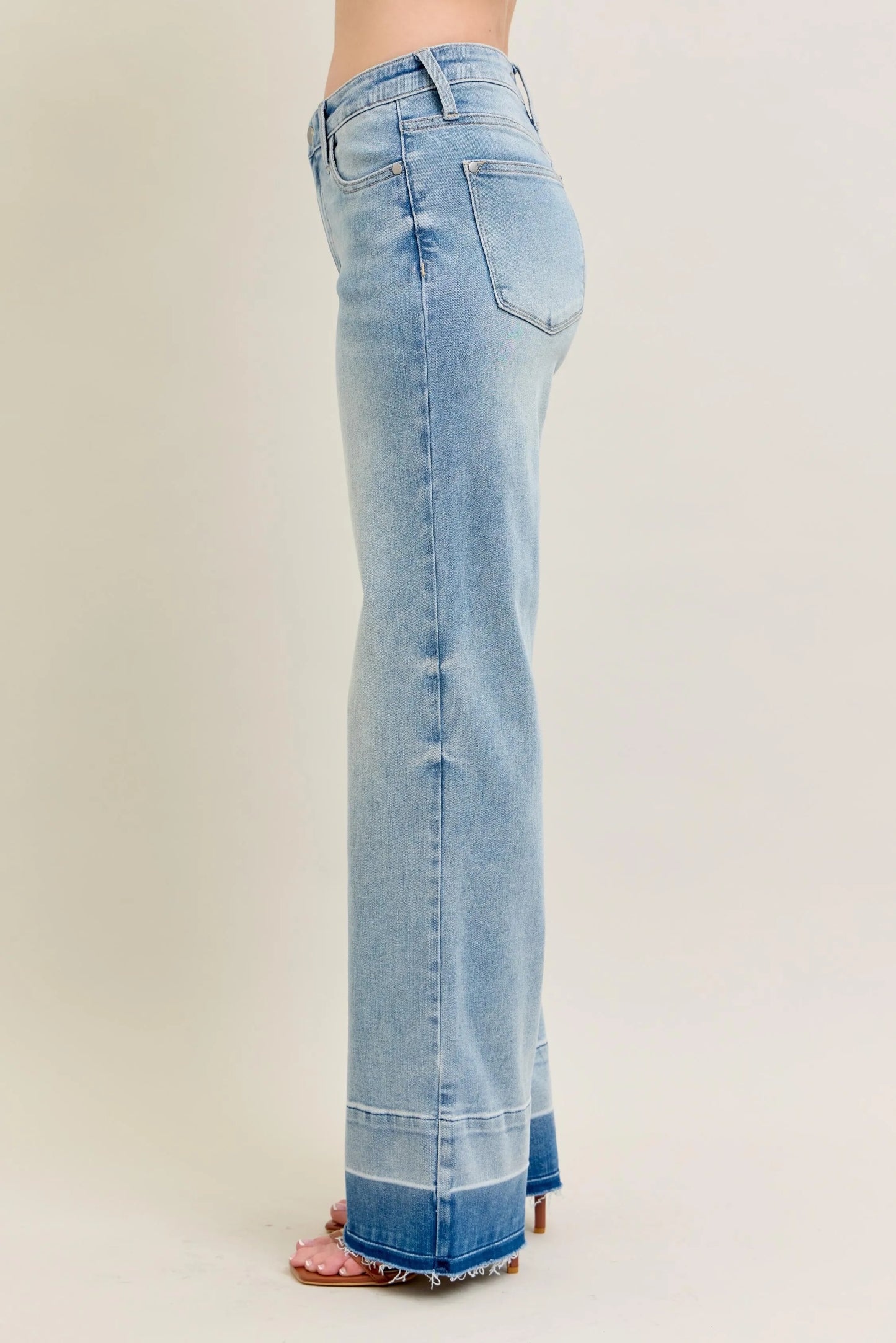 Judy Blue Plus Size Full Size Wide Leg Jeans with Released Hem - Love Salve