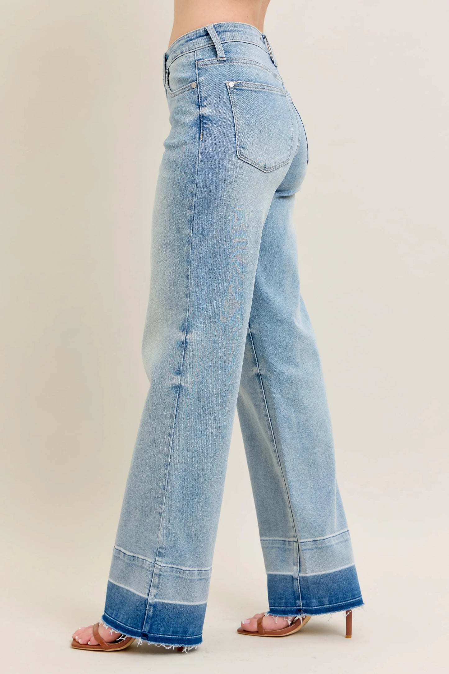 Judy Blue Plus Size Full Size Wide Leg Jeans with Released Hem - Love Salve
