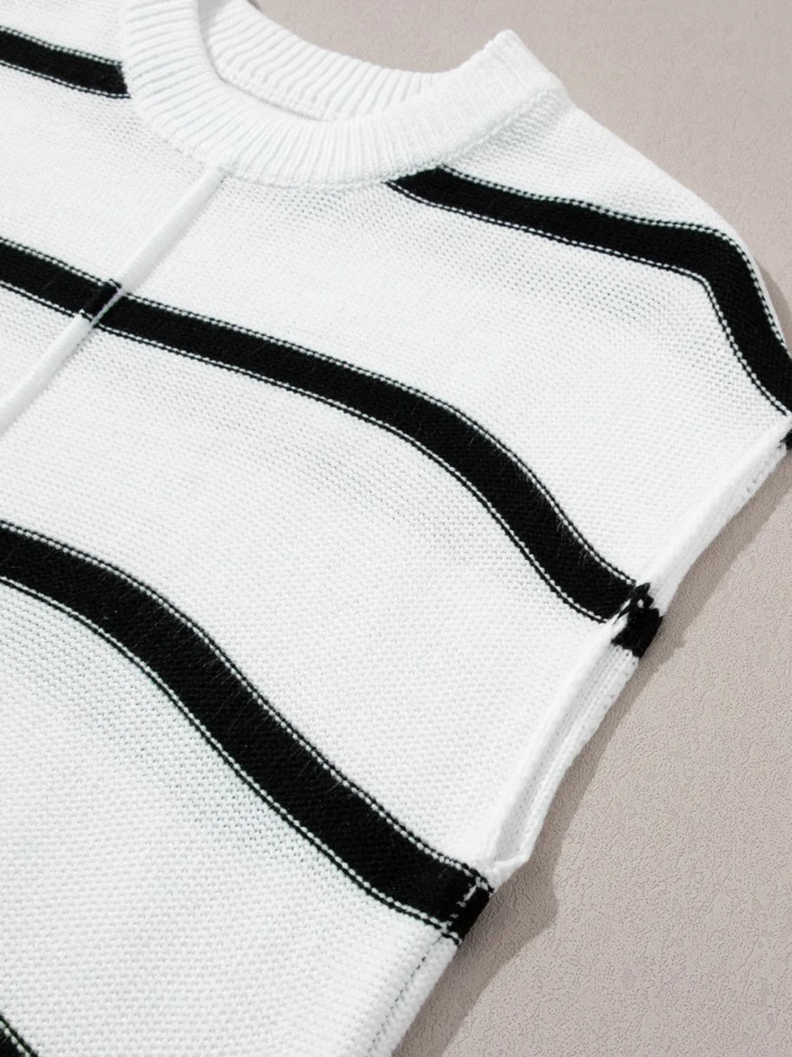 Striped Batwing Sleeve Knit Top