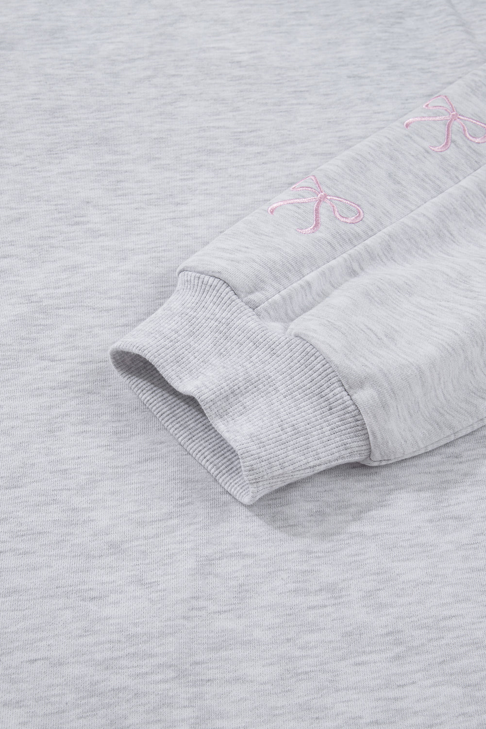 Light Grey Girly Bow Embroidered Puff Sleeve Two Piece Set